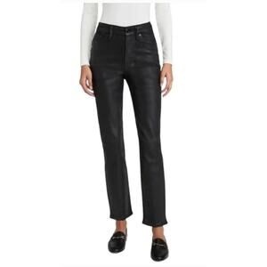 Good American Good Straight Classic Coated Jeans Black SZ 0 Designer Normcore